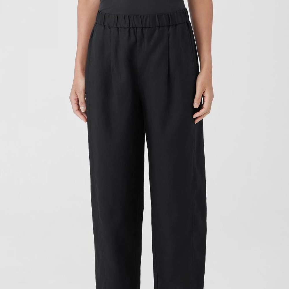 Eileen Fisher black linen/tencil ankle pant, size medium